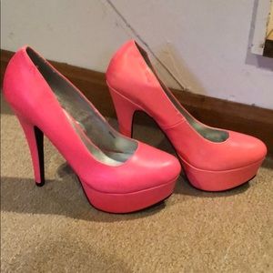 Neon pink heels